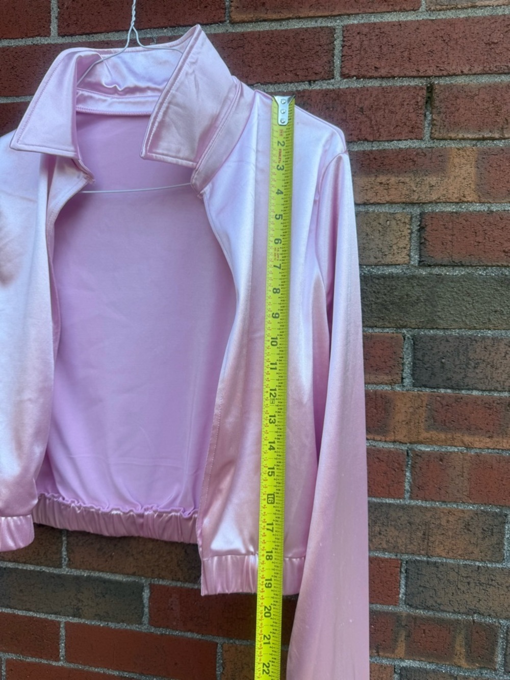 Y2K Pink Satin Open Front Jacket Rhinestone Heart Cropped Glam Barbiecore - Picture 5 of 7